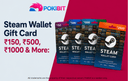 Steam Wallet gift cards available in multiple denominations and options.