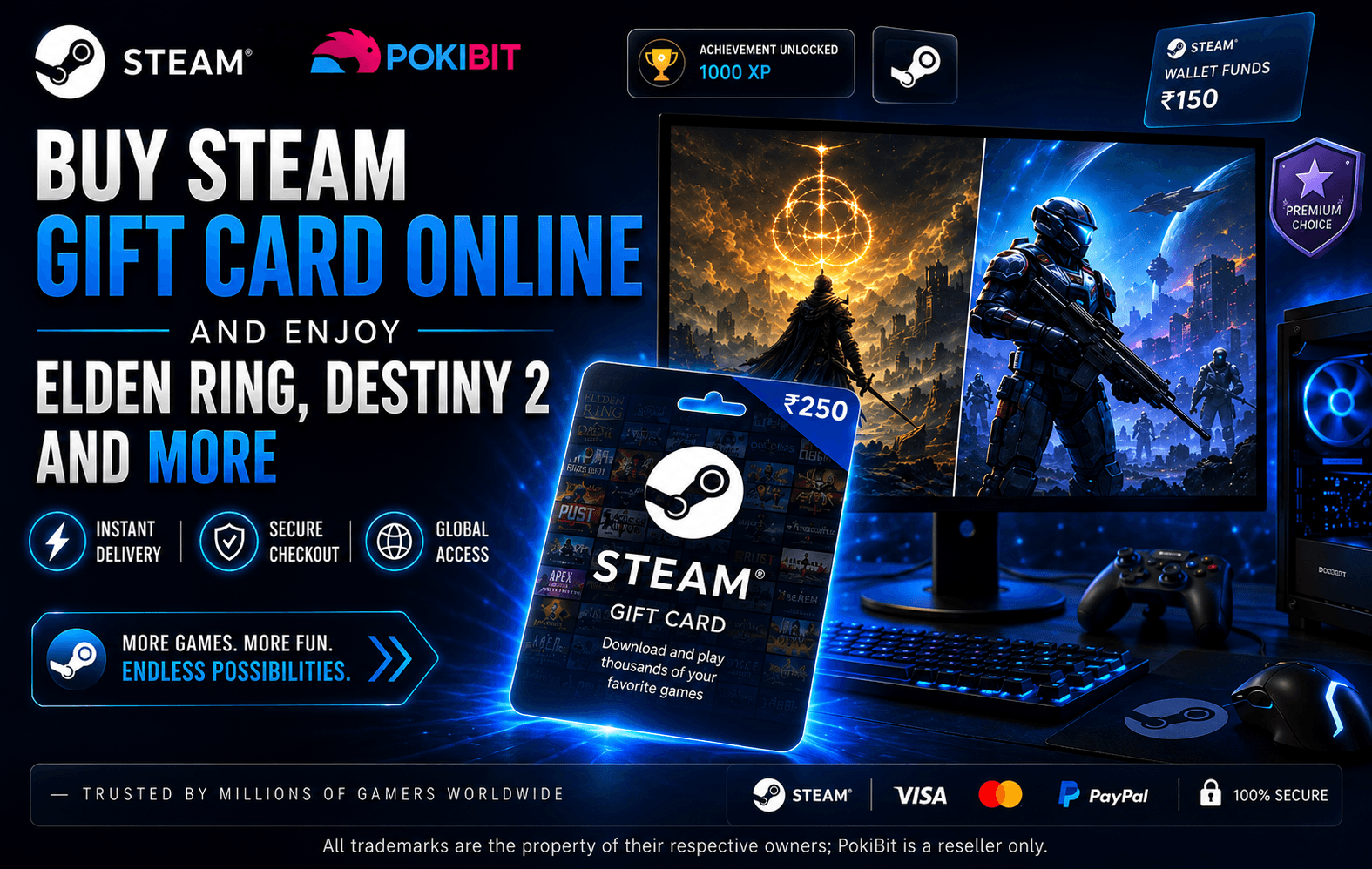 Steam Gift Card for Elden Ring Destiny 2 and More Instant Delivery